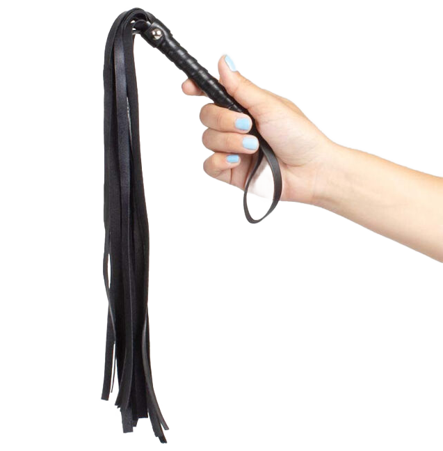 Fouet de bondage cuir synthétique noir — vue principale