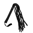 Fouet de bondage cuir synthétique noir — vue de profil