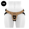 Harnais strap-on réglable ton bronze — détail design