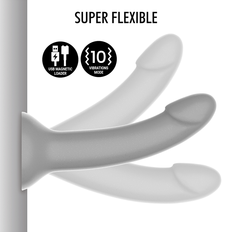 Gode silicone Rune-Majestic irisé argent — vue rapprochée