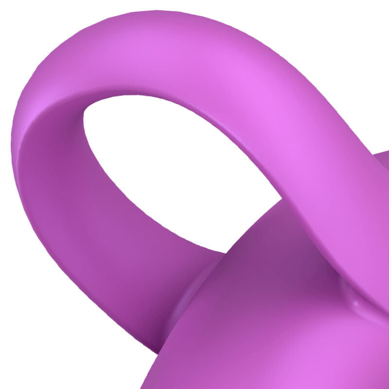 Gros plan de la boucle du vibromasseur doigt Bold Lover fuchsia en silicone, anneau souple pour guider la stimulation, vibrations profondes ciblées.