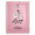 Sachet rose Always Pleasure Secretplay astringent intime feminin, illustration princesse, unidose 4 ml effet resserrement aux ingredients naturels.