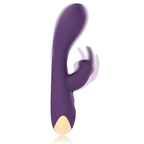 Vibromasseur lapin Treasure Laurence violet, vue de profil avec branche clitoridienne en mouvement