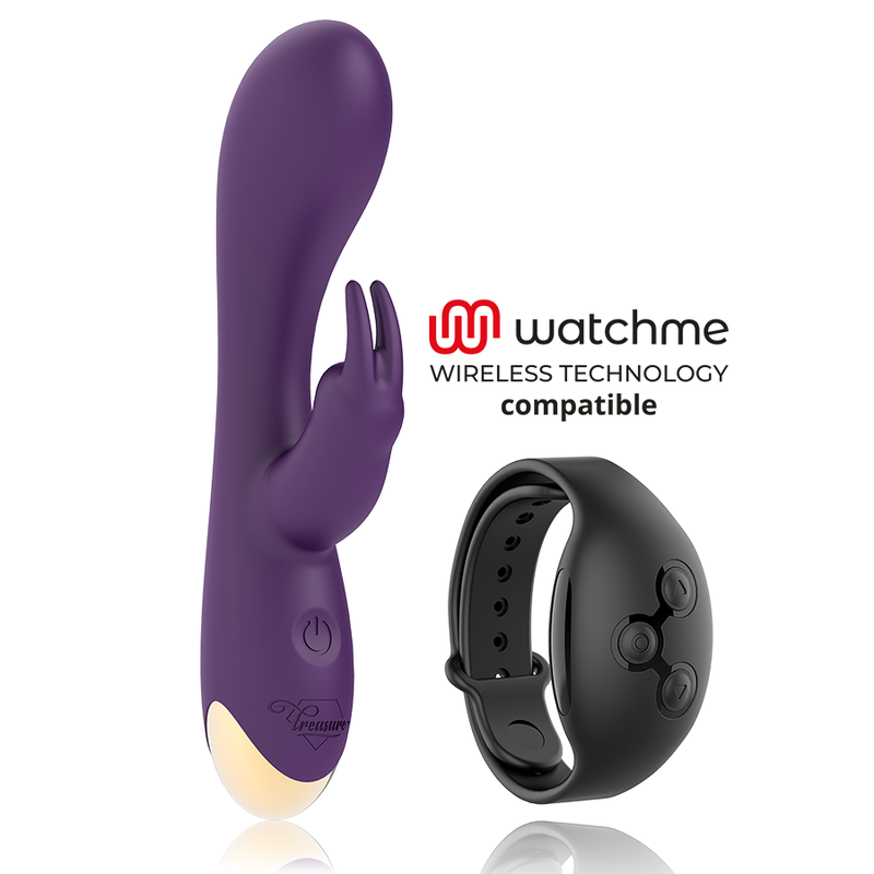 Vibromasseur lapin Treasure Laurence violet avec montre WatchMe compatible vendue séparément