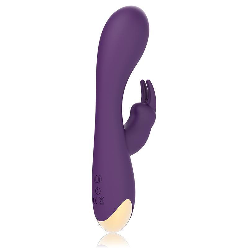 Vibromasseur lapin Treasure Laurence violet, vue arrière avec finition silicone et base dorée