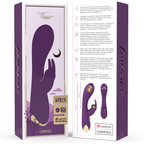 Emballage du vibromasseur lapin Treasure Laurence avec caractéristiques USB, IPX7 et WatchMe compatible