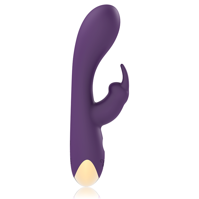 Vibromasseur lapin Treasure Laurence violet, silhouette complète et base dorée