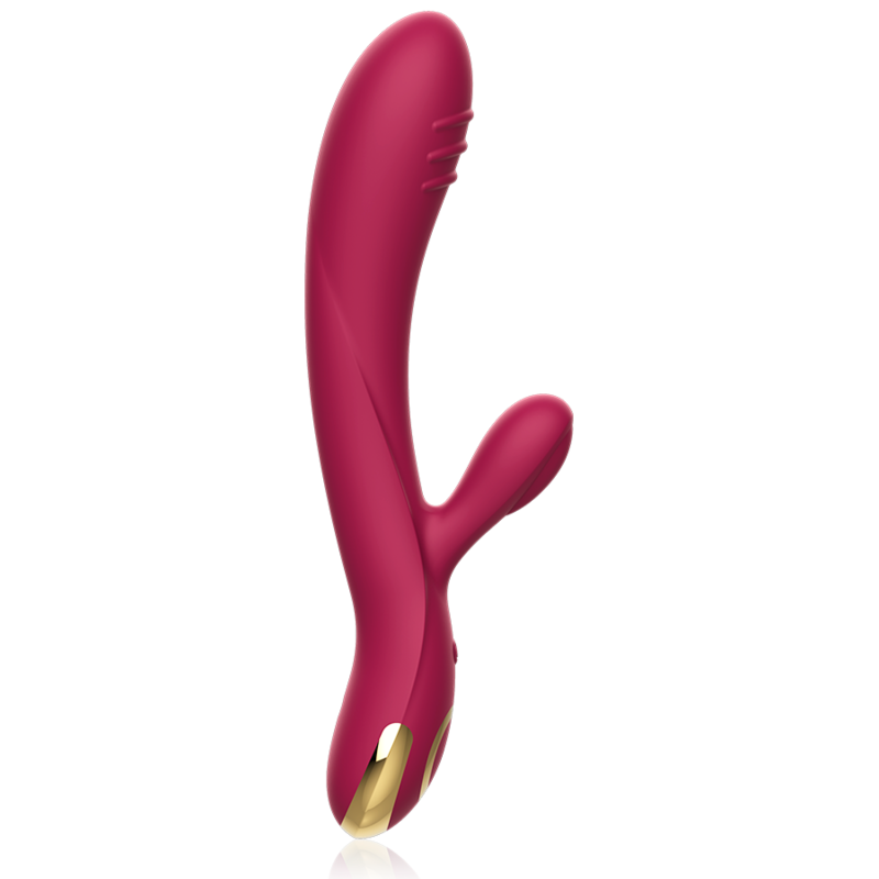 Vibromasseur rabbit en silicone double moteur — vue de profil