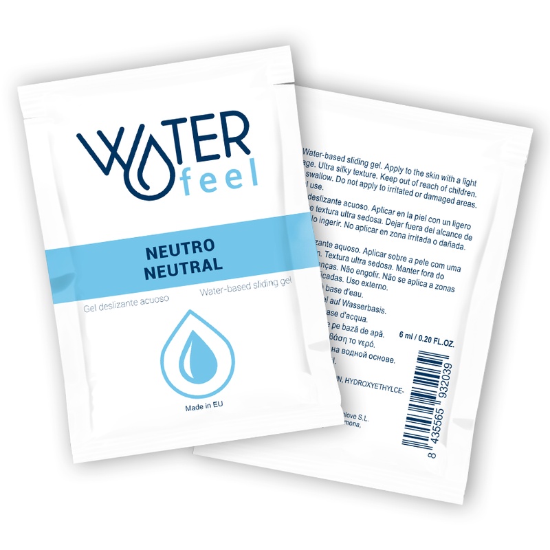 Sachet de gel lubrifiant Waterfeel Neutro a base d eau accompagnant le gode Colby Pastel, dosette neutre de confort pour un glissement doux, accessoire de bien-etre intime.