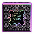 Boîte du jeu de plateau Fantasy Affairs, packaging noir et arc-en-ciel pastel