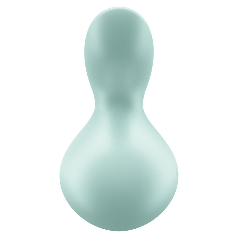 Vibromasseur Satisfyer Viva la Vulva 3 vert menthe, base bombee lisse et pointe arrondie, silicone doux, vibrateur a poser pour stimulation large vulvaire.