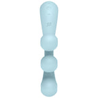 Vibrateur multi-moteurs Tri Ball 2 silicone bleu — vue de profil