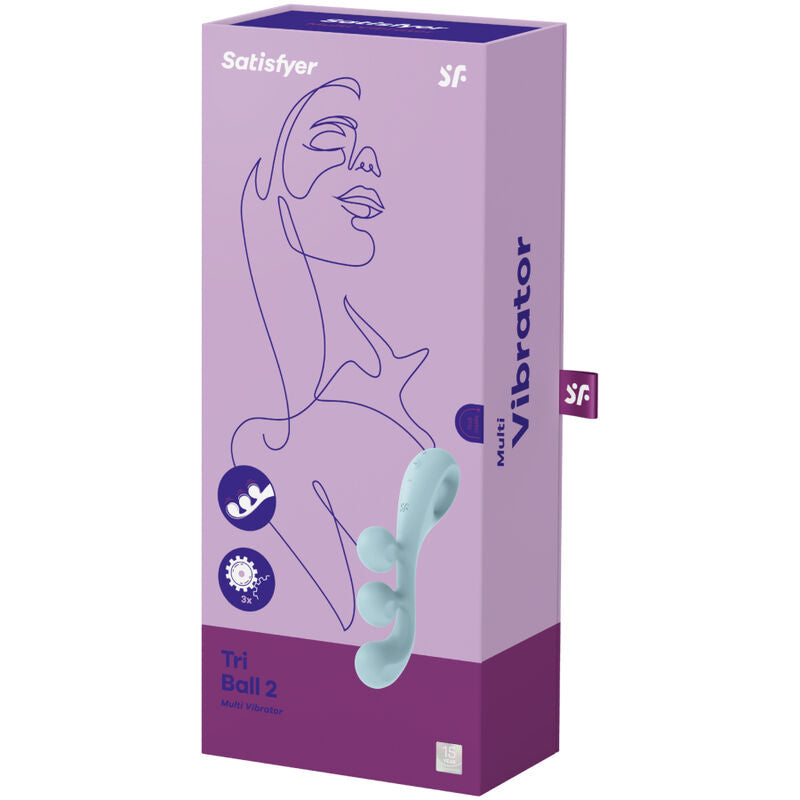 Vibrateur multi-moteurs Tri Ball 2 silicone bleu — vue de dos