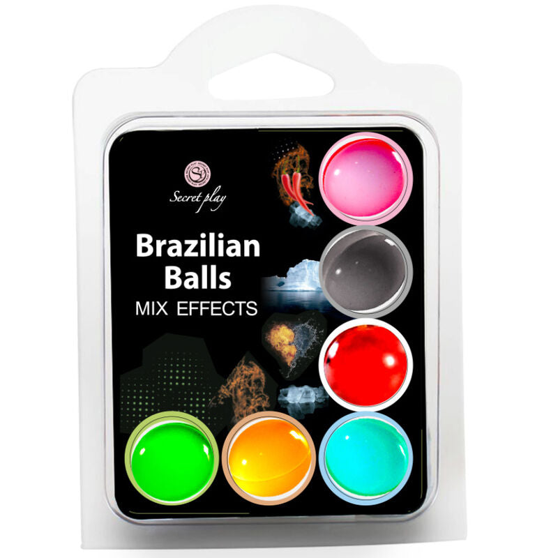 Set de six boules bresiliennes SecretPlay a six effets chaud froid et vibrant, inclus dans le coffret Sortie en couple