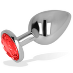 Plug anal Ohmama métal chromé, vue de trois quarts avec reflets sur la surface