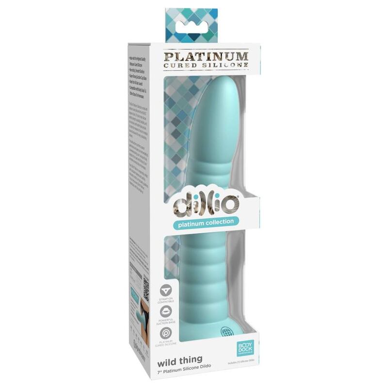 Gode silicone Dillio Platinum vert — détail texture surface