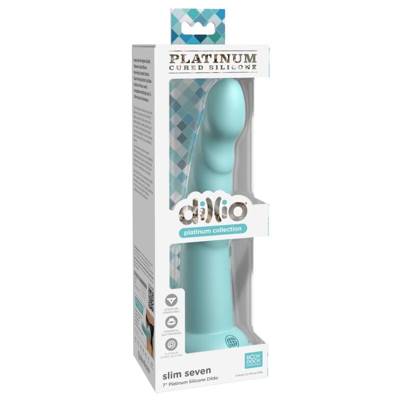 Gode Slim Seven silicone durci au platine avec ventouse — détail texture surface