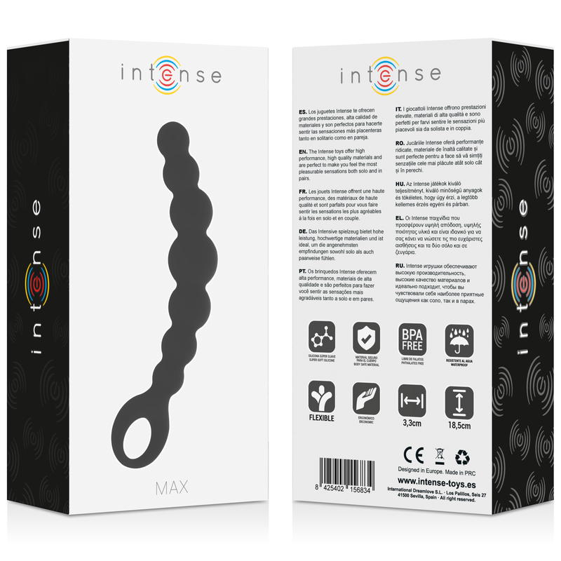 Chapelet anal à huit billes en silicone Intense — vue de dos