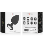 Plug anal silicone noir base diamant — vue rapprochée