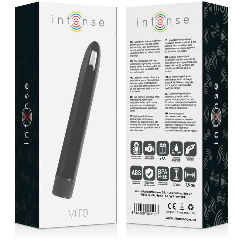 Vibrateur Vito noir silicone — vue de dos
