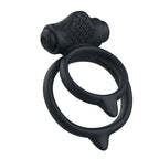 Anneau pénien vibrant silicone 5 modes noir — détail produit