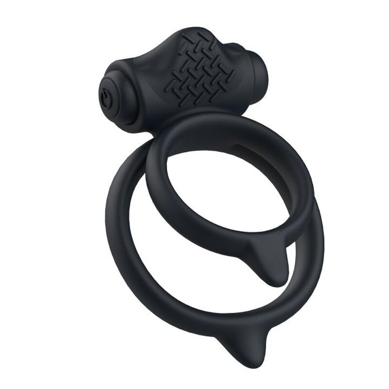 Anneau pénien vibrant silicone 5 modes noir — détail produit