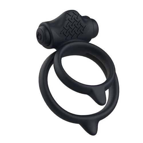 Anneau pénien vibrant silicone 5 modes noir — détail produit