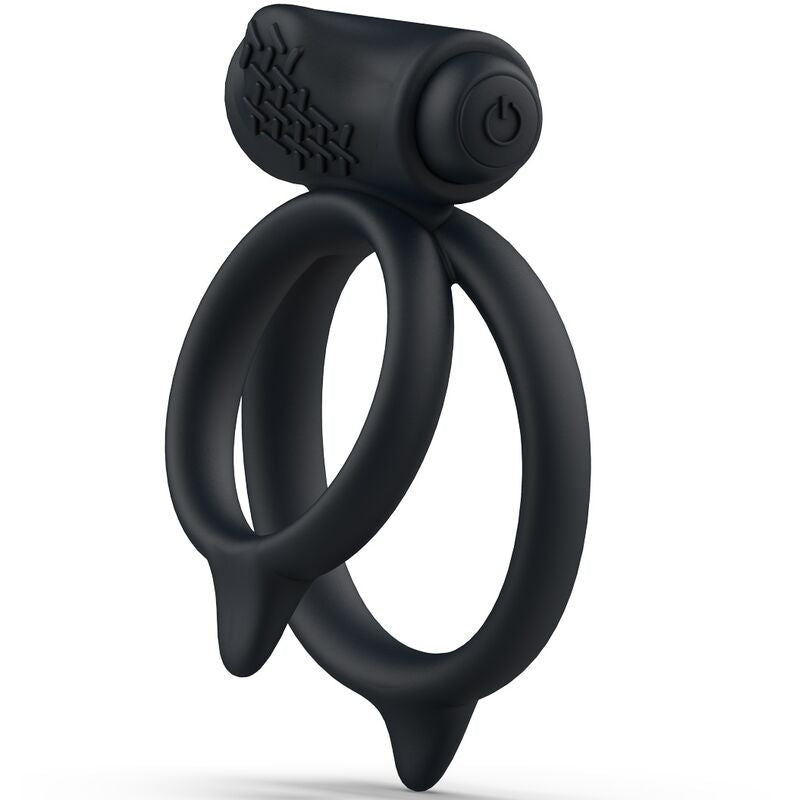 Anneau pénien vibrant silicone 5 modes noir — vue principale