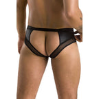 Jockstrap homme ouvert Tom polyuréthane noir — finition matière