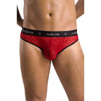 Slip homme Mike rouge polyester élasthanne — détail base