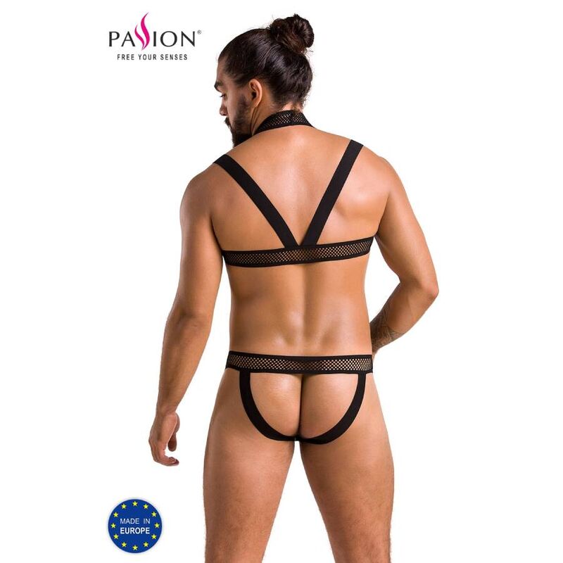 Ensemble harnais homme simili cuir Jacob noir — détail produit