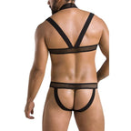 Ensemble harnais homme simili cuir Jacob noir — finition matière