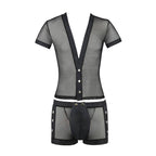Ensemble harnais homme simili cuir Michael noir — détail texture surface