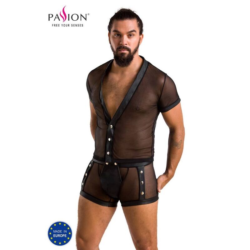 Ensemble harnais homme simili cuir Michael noir — vue principale