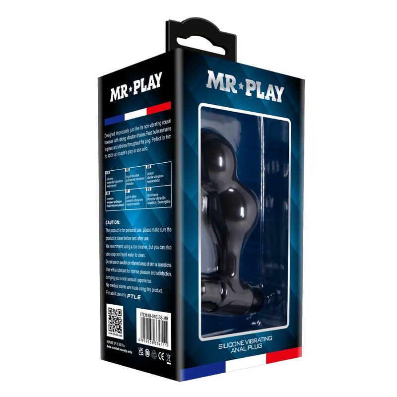 Plug anal vibrateur silicone noir 10 modes — finition matière