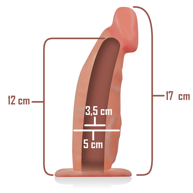 Schéma technique de la gaine du harnais Intense avec les dimensions 12 cm, 17 cm, 5 cm et 3,5 cm