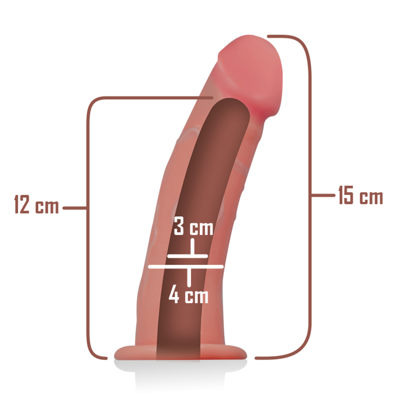 Schéma technique de la gaine du harnais Intense TPR avec les dimensions 12 cm, 15 cm, 3 cm et 4 cm