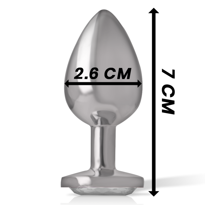 Dimensions du plug anal métal Intense taille S, 7 cm de longueur et 2,6 cm de diamètre