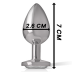 Dimensions du plug anal métal Intense taille S, 7 cm de longueur et 2,6 cm de diamètre