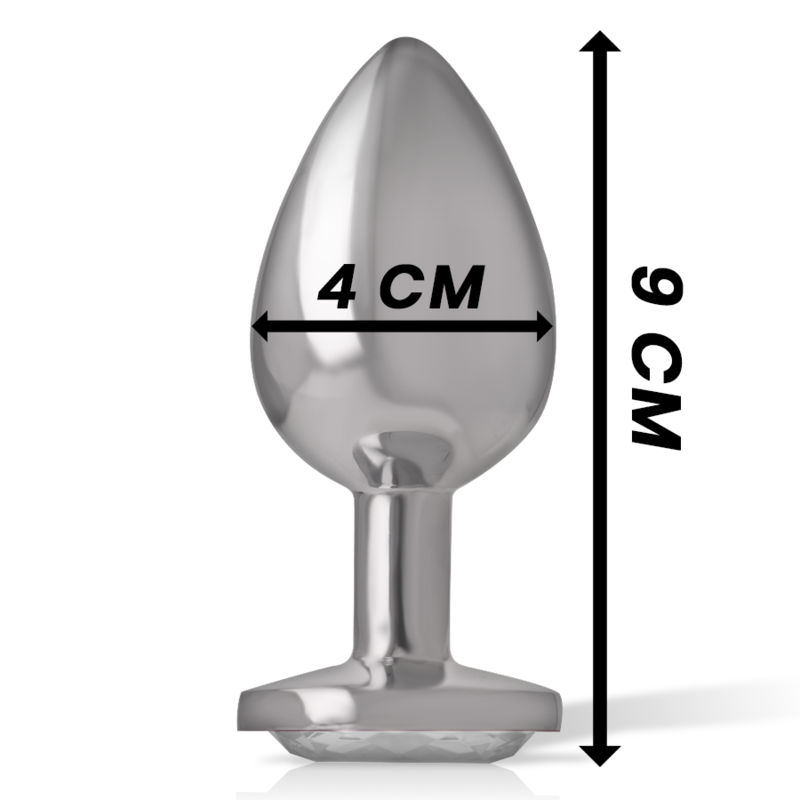 Dimensions du plug anal métal Intense taille L, 9 cm de longueur et 4 cm de diamètre