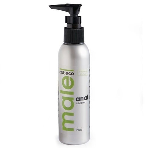 Flacon argente Male Anal lubricant 150 ml avec pompe doseuse, lubrifiant anal base eau texture epaisse glissante hydratante compatible preservatifs latex
