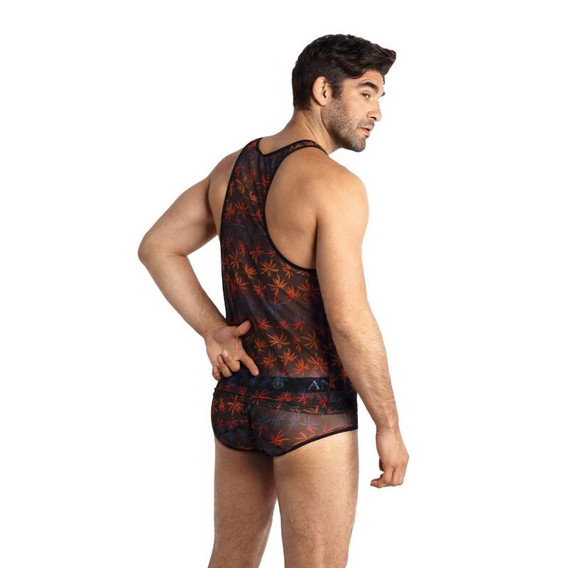 Débardeur homme tulle Chill imprimé palmiers — vue rapprochée