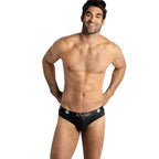 Slip homme microfibre militaire Electro porte par un homme au torse nu, vue de face, camouflage discret et ceinture noire Anais, coupe ajustee en microfibre douce seconde peau