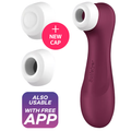 Aspirateur clitoridien Pro 2 Generation 3 bordeaux avec deux capuchons de rechange blancs, embout d'aspiration en silicone, air pulse Satisfyer compatible appli.