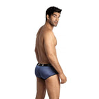 Boxer homme en satin rayé Naval — vue rapprochée