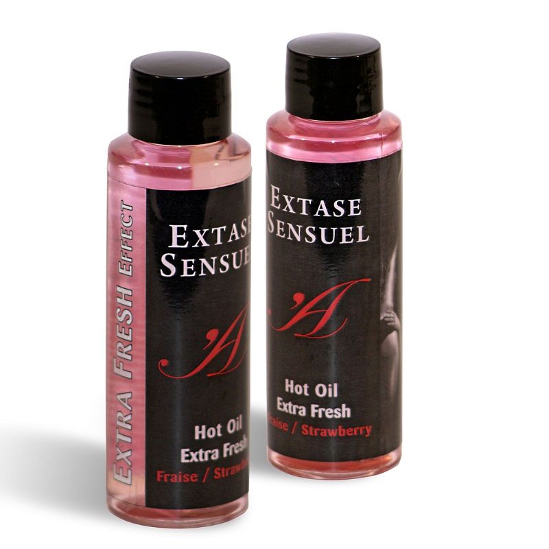 Huile de massage sensorielle effet frais fraise — détail produit