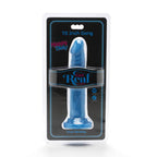 Blister 7.5 Inch Dong Get Real : grand gode bleu lisse double densite sous emballage, sextoy a ventouse, packaging bleu de la marque Get Real