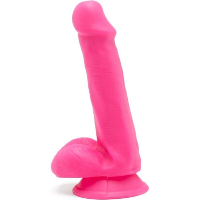 Gode réaliste coloré à testicules et ventouse — vue de profil