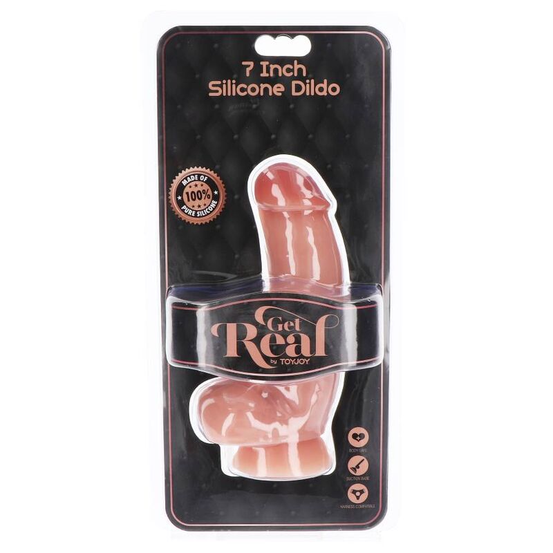 Gode réaliste en silicone avec testicules Get Real — vue de dos