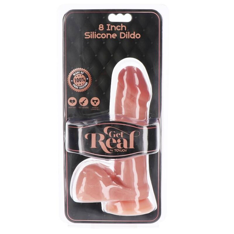 Gode réaliste en silicone avec testicules Get Real — comparatif dimensionnel